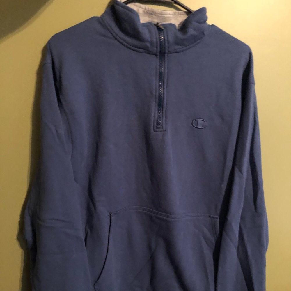 Blue Champion Half Zip Up with stains